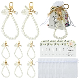 10шт. подвески из АБС-пластика с имитацией жемчуга, Сплав с застежками, для брелка, украшения для сумок, 10шт. прямоугольные бумажные бирки с цветочным узором для подарков с благодарностью