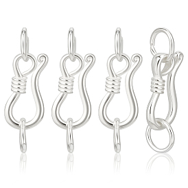 925 стерлингового серебра S-крюк пряжки, с прыжковых колец, с полировкой из замши