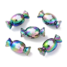 UV Plating Rainbow Iridescent Acrylic Beads, Two Tone, Candy