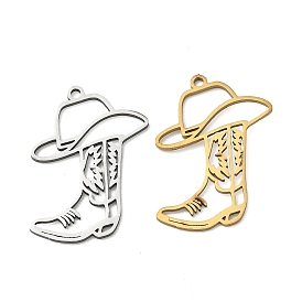 201 Stainless Steel Pendants, Cowboy Boot & Hat Charms, Cut-Out