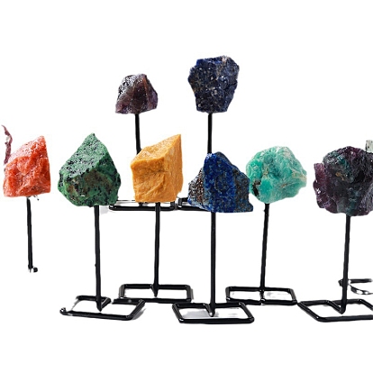 Лампа из драгоценных камней с металлическим держателем, фигурка для украшения дома, энергетический камень рейки для исцеления