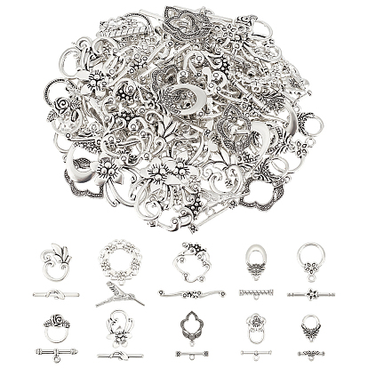 Сплавочные застежка тоггл тибетского стиля, разнообразные