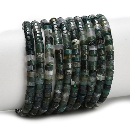 Природные моховой агат бисер нитей, диск, Heishi бусы