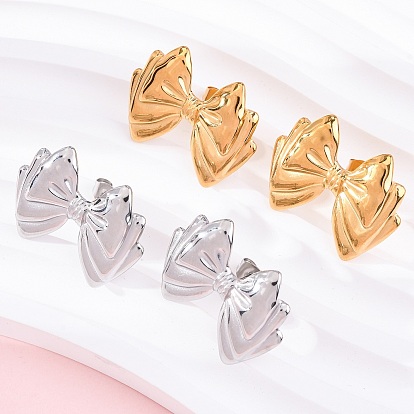 304 серьги-гвоздики из нержавеющей стали для женщин, бантом