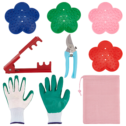 PVC Remove Thorns Tool, Polyester Plant Pruning Gloves, Alloy Steel Gardening Scissors with Plastic Handle