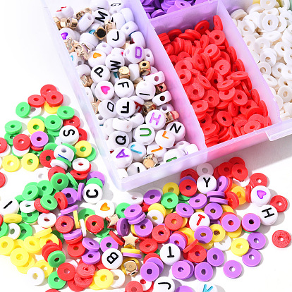 China Factory DIY Polymer Clay Beads Bracelet Making Kit, Including  Disc/Flat Round Polymer Clay Beads, Flat Round Acrylic Beads, Star & Cube  CCB Plastic Beads and Elastic Thread Polymer Clay Beads: about