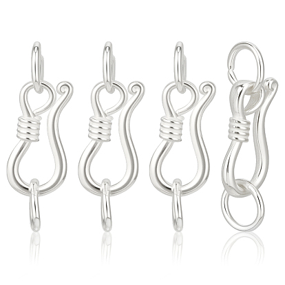 925 стерлингового серебра S-крюк пряжки, с прыжковых колец, с полировкой из замши