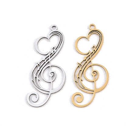 201 подвески из нержавеющей стали, подвеска в виде скрипичного ключа с сердечком и музыкальными нотами.