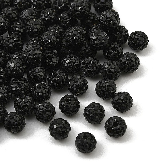 Ручной работы из полимерной глины дискотечный шар бисер, со стеклянными стразами, С. 13 (1.9~2 мм), 4 ряды горный хрусталь, 6 мм, отверстие : 1 мм