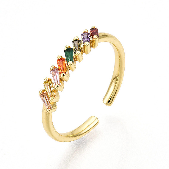 Манжеты из латуни с микро паве кубический цирконий для женщин, без кадмия, без никеля и без свинца, трапециевидные