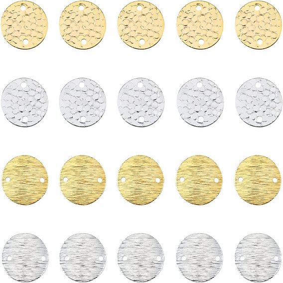 40шт 4 стили латунные подвески для разъемов, плоско-круглые