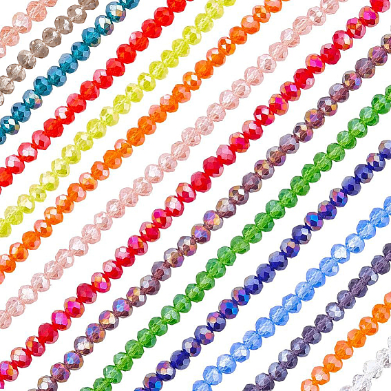 Abalorios de vidrio electrochapa, color de ab chapado, facetados, Rondana plana