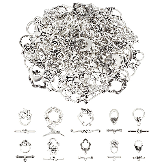 Сплавочные застежка тоггл тибетского стиля, разнообразные