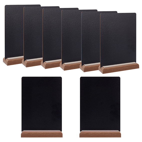 8 Bags Wood Double Sided Blackboard, with 12Pcs Manganese Steel Clips, 4 Sheets Microfiber Cleaning Cloth