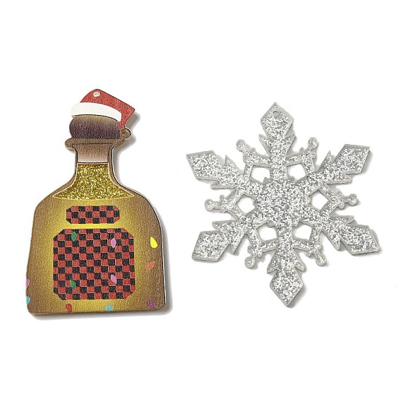 Большие акриловые подвески на рождественскую тематику, с блеском