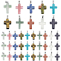Cross Gemstone Pendants Sets, Natural & Synthetic, with Metal Findings