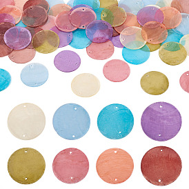 80 шт. 8 цвета окрашенные натуральные подвески-соединители из ракушек Capiz, ссылки на диски