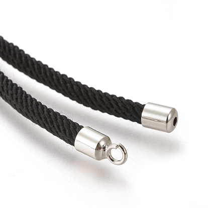 Nylon Twisted Cord Bracelet, with Brass Cord End, for Slider Bracelet Making