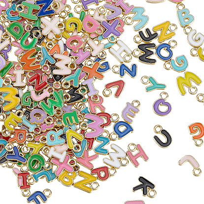 180 подвески из сплава шт., с эмалью, Подвески в виде случайных букв разных цветов