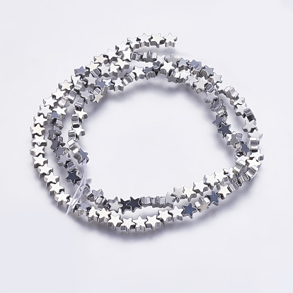 Electroplate Non-magnetic Synthetic Hematite Beads Strands, Star