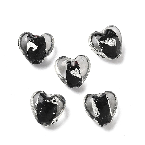 Handmade стеклянные бусины фольги, сердце