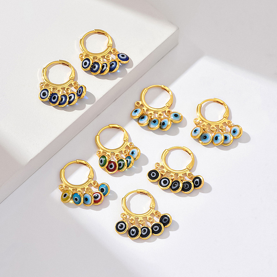 Модные серьги-люстры из латуни с изображением сглаза, реальный 18 k позолоченный