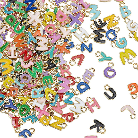 180 подвески из сплава шт., с эмалью, Подвески в виде случайных букв разных цветов