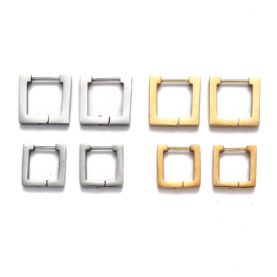304 квадратные серьги-кольца Huggie из нержавеющей стали.