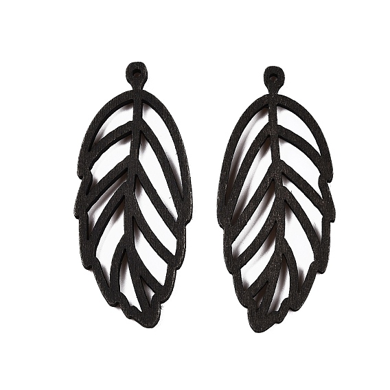 Большие подвески из натурального дерева тополь, окрашенные, лист