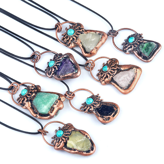 Природных драгоценных камней подвески, латунные солнечные подвески, Красная медь