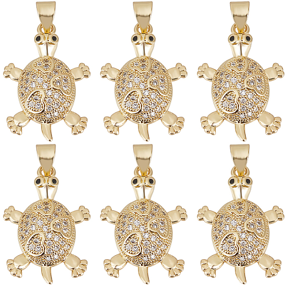 6 кулоны из латуни с микрочастицами и кубическим цирконием., черепаха