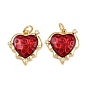 Латунные подвески с эмалью из кубических цирконий, сердце прелести, с прыжковых колец, стойки покрытие, реальный 18 k позолоченный, без свинца и без кадмия, долговечный