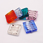 Handmade Silver Foil Lampwork Beads, Square, 20x20x6mm, Hole: 1.5mm