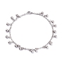 304 Stainless Steel Charm Anklets, with Cable Chains, Round Ball