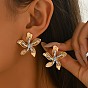 Two Tone Alloy Stud Earrings for Women, Flower
