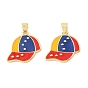 Brass Enamel Pendants, Baseball Cap Charm, Rack Plating, Long-Lasting Plated, Lead Free & Cadmium Free