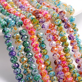 Spray Painted Glass Bead Strands, Faceted, Rondelle