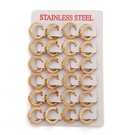 304 Stainless Steel Huggie Hoop Earrings, with Polymer Clay Crystal Rhinestone, Ring
