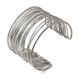 304 Stainless Steel Open Cuff Bangles for Women, Stainless Steel Color