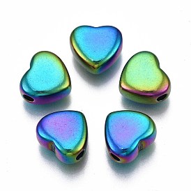Rack Plating Rainbow Color 304 Stainless Steel Beads, Cadmium Free & Nickel Free & Lead Free, Heart