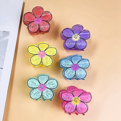 Flower Acrylic Large Claw Hair Clips, for Women Girls