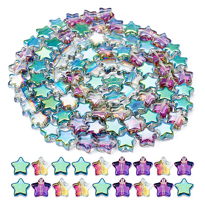 2 нити гальванизированные стеклянные бусины нить, с половиным покрытием, звезда