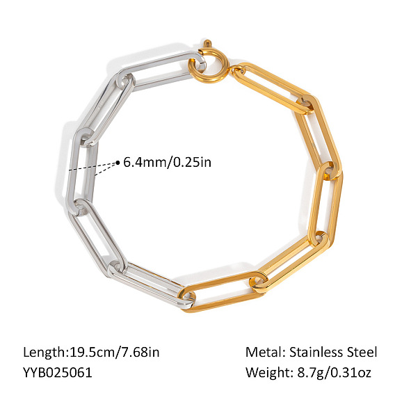 Европейский 6.4мм 304 браслеты-цепочки из нержавеющей стали со скрепками для женщин