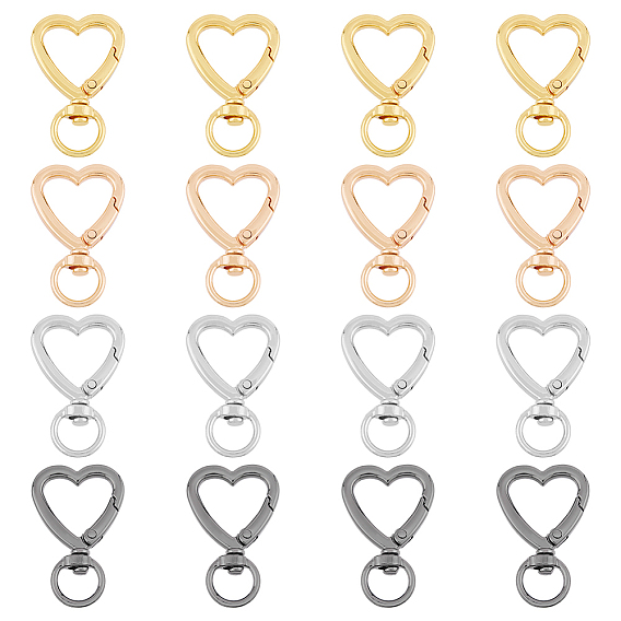 16 шт. 4 цвета цинковый сплав в форме сердца поворотные крючки застежки