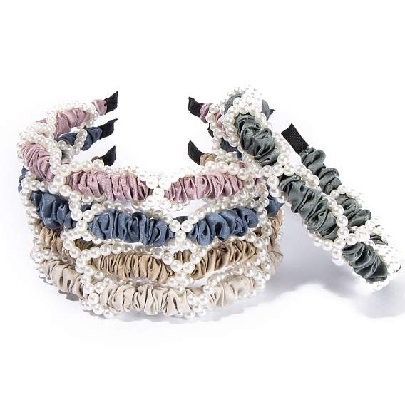 Ткань ленты для волос, с имитацией жемчуга, резинки для волос для женщин девочек