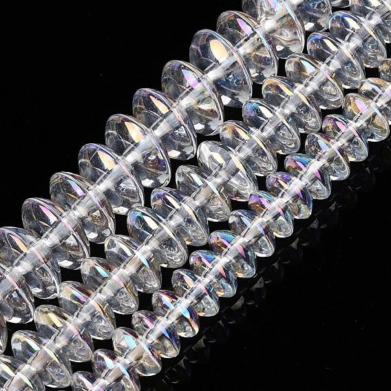 Прозрачные стеклянные бусины гальваническим пряди, с покрытием AB цвета, счеты