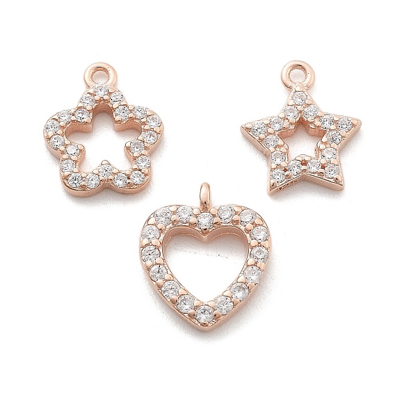 925 Прозрачное серебро с микропаве из прозрачного кубического циркония, розовое золото , с печатью 925