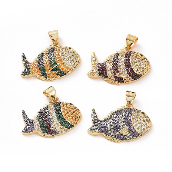 Латунные микропаве прозрачные подвески с фианитом, без кадмия и без свинца, рыба