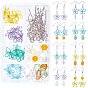 DIY Flower Earring Making Kits, Include Acrylic Cabochons, Iron Wire Wrapped Pendants, Glass Beads, Brass Earring Hooks & Findings