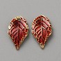 Alloy Enamel Pendants, Light Gold, Leaf